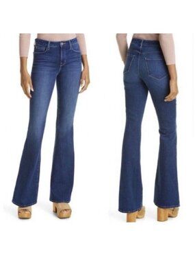 L’Agence Jeans Size 29 High-Rise Flare Bell Stretch Denim in Delta Color